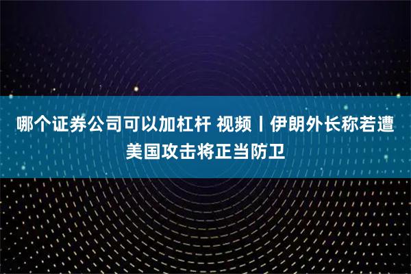 哪个证券公司可以加杠杆 视频丨伊朗外长称若遭美国攻击将正当防卫