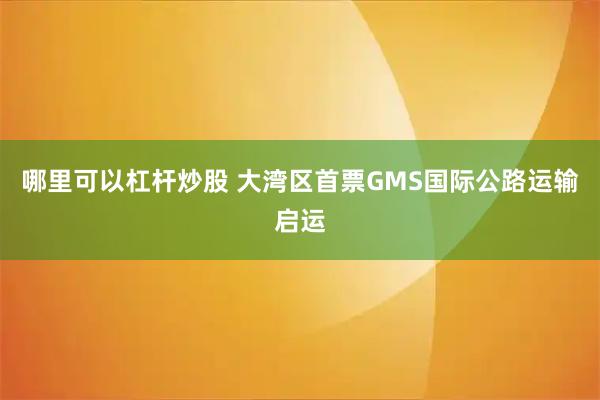 哪里可以杠杆炒股 大湾区首票GMS国际公路运输启运