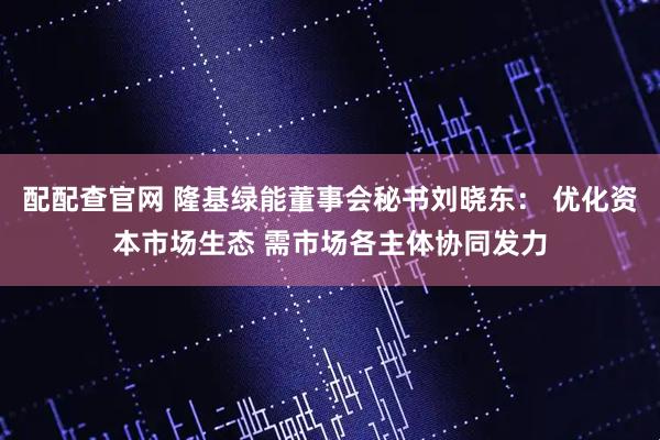 配配查官网 隆基绿能董事会秘书刘晓东： 优化资本市场生态 需市场各主体协同发力